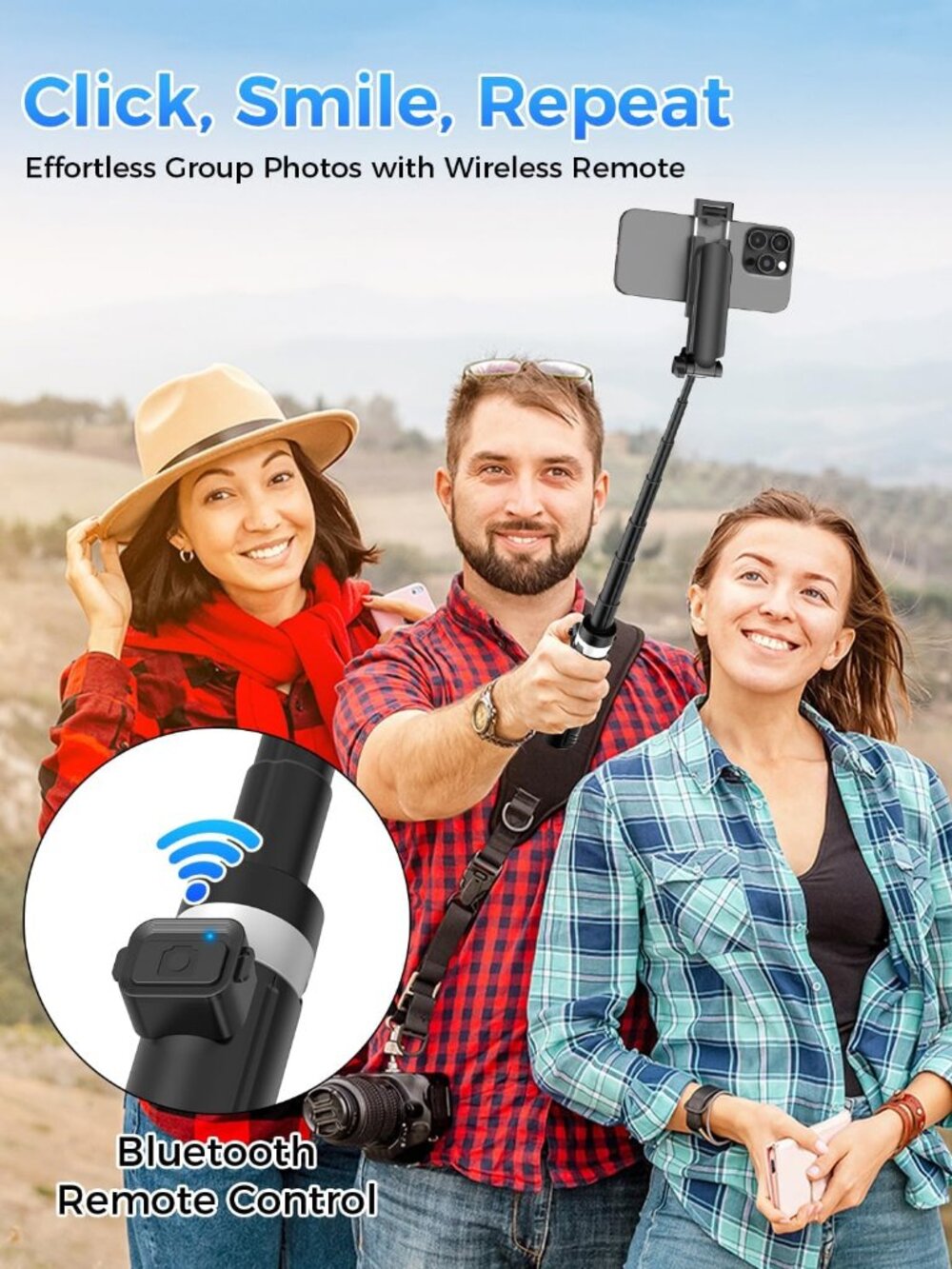 Kinwald 3-in-1 Phone Tripod with LED Lights & Remote, Extendable Selfie Stick
